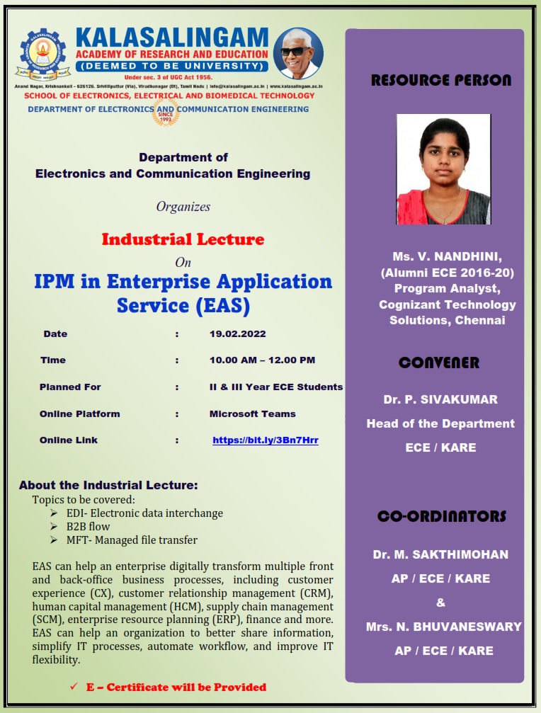 Industrial Lecture On IPM in Enterprise Application Service (EAS)