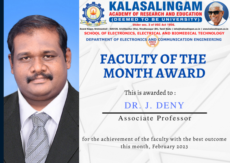 Faculty of the Month – February 2023 – Dr. J. Deny