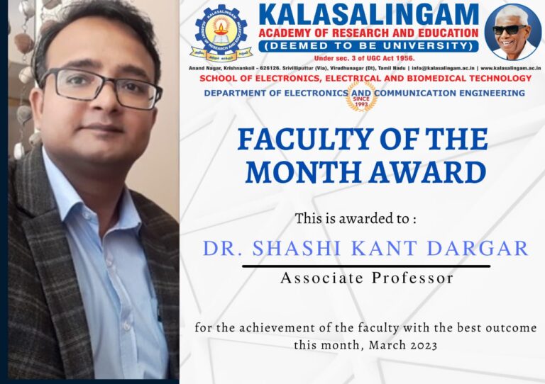 Faculty of the Month – March 2023 – Dr. Shashi Kant