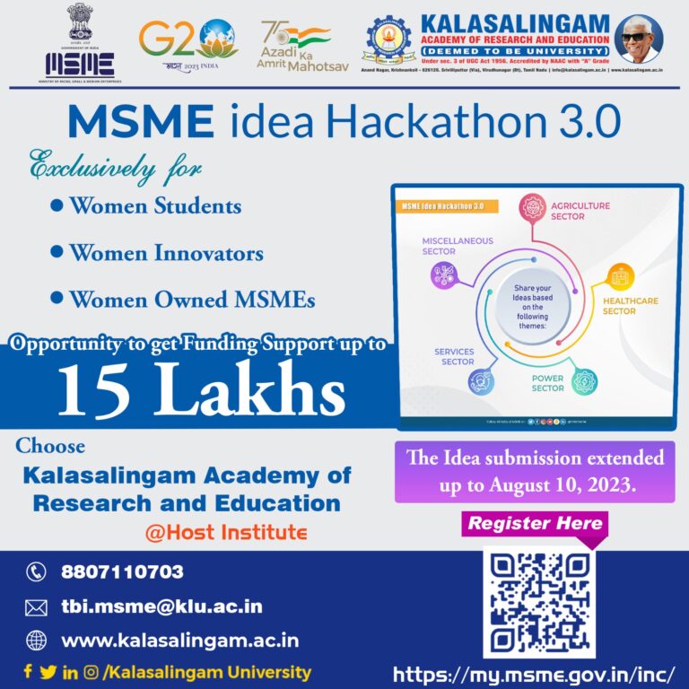 MSME IDEA HACKATHON 2023 – Kalasalingam University