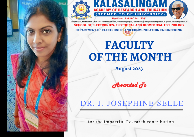 Faculty of the Month – August 2023 – Dr. J. Josephine Selle