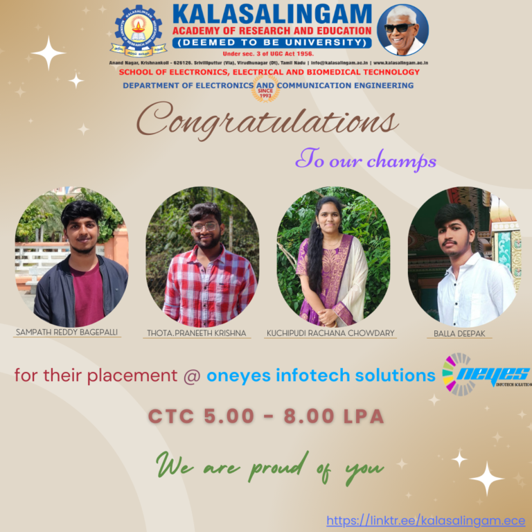 Congratulations to our champs for placement at OneYes Infotech solutions